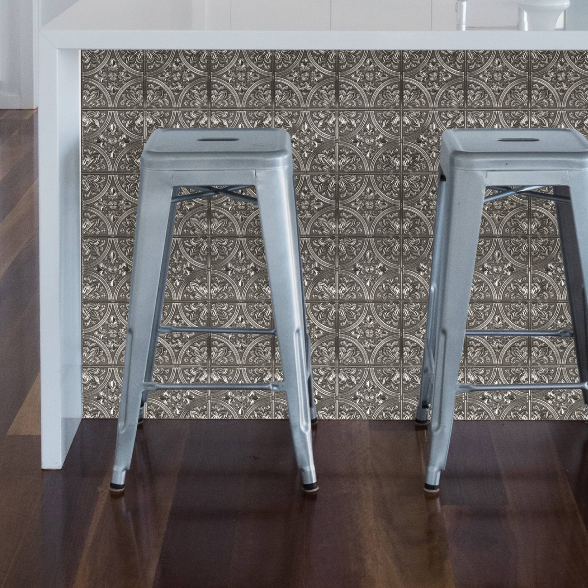 InHome Chelsea Silver Peel & Stick Tin Tiles